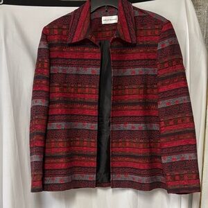 Alfred Dunner Red and Black Patterned Blazer